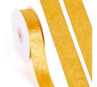 FASHEWELRY Nastri di raso dorato da 25 mm, in finta pelle, 18,4 m, spessore del tessuto, per confezioni regalo, Natale, compleanno, matrimonio, decorazione per feste