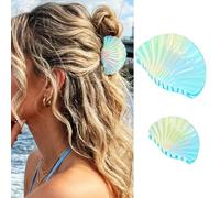 Fashey Fermaglio per capelli a forma di conchiglia, accessorio per capelli da spiaggia, da donna, colore blu