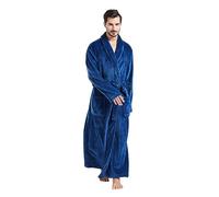 FashGudim Accappatoi da Uomo Taglie Forti e Alte in Pile Spesso Lungo a Tutta Lunghezza con Collo Sciallato Accappatoio Caldo per l'Inverno (Blu navy, 6XL)
