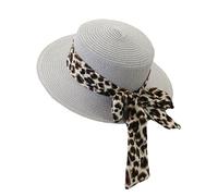 FASHIIROW Cappello di Paglia Cappello da Sole della Paglia da Donna - Cappello da Sole in Spiaggia Estiva, Cappello da Sole Brim Brim Brim Adora, Protezione UV per Le Donne-Grigio-M