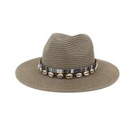 FASHIIROW Cappello di Paglia Cappello da Sole della Paglia da Donna E da Uomo Panama Fedora Cappello Estivo con Cappello da Sole di Spiaggia Larga con Cintura-Crema di Fagioli-M