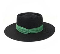 FASHIIROW Cappello di Paglia Cappello da Sole della Paglia Estiva per Uomini/Donne - Cappello A Paglia per Protezione UV Larga Brima Top Pavone da Spiaggia Estate-Nero+Verde-M