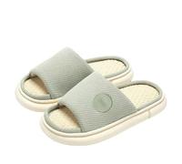 FASHIIROW Ciabatte Pantofole Di Lino Di Cotone Donne Donne Camera Da Letto Interni Scegli Comodi Per Uomini Scarpe Da Casa Non Slitta-Verde-36-37