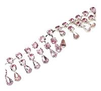 Fashion 2 Rows Round Water Drop Pendant Tassel Diamante Trims Rhinestone Crystal Chain Diy Necklace Clothing Shoes Accessories(Pink,45cm)