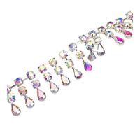 Fashion 2 Rows Round Water Drop Pendant Tassel Diamante Trims Rhinestone Crystal Chain Diy Necklace Clothing Shoes Accessories(Crystal AB,45cm)