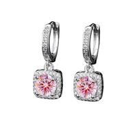 Fashion and Popular Square Bag One Imitation Moissanite Silver Earring for Women Zircon Ear Clip and Earring Black Heart Orecchini, A, Rame, Nessuna pietra preziosa