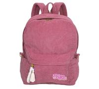 Fashion Angels Corduroy Full Backpack w/Macrame Pull, Embrd Adhesive Patch- Rose
