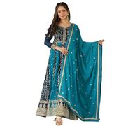 FASHION BAZAR 365 Indiano Faux Blooming Tessuto Zari & Paillettes Ricamato Lavoro Anarkali Suit 15521, 2, 40