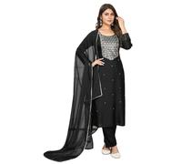 FASHION BAZAR 365 Indiano Premium Reyon Heavy Sequenza Ricamo Lavoro Dritto Suit 15778, nero, 36