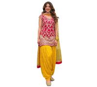 FASHION BAZAR 365 Indiano pura seta Vichitra con pesante ricamo sequenza lavoro tuta 15754, 3, 42