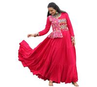 FASHION BAZAR 365 Indiano Reyon Con Kutchi Gamthi Ricamato & Cotone Stampa Tuta Da Lavoro 15817, Rosa 1., 36