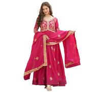 FASHION BAZAR 365 Indiano Stella Georgette Tessuto Paillettes & Zari Ricamo Paillettes Lavoro Anarkali Suit 15518, 1, 40