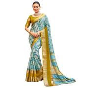 FASHION BAZAR 365 Sari 15844 - Sari da donna, in tessuto di seta morbida, tessuto di seta, jacquard, 7, 40