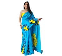FASHION BAZAR 365 Tessuto di cotone Mulmul delle donne stampato lavoro Casual Wear Saree 15849, 5, 40