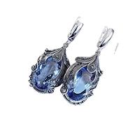 Fashion Blue Retro Crystal Women's High-End Earrings