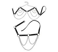 Fashion Body Chain Harness Set Pancia Catena Reggiseno Perizoma Kit Nappa per Ragazze Nero, Stile 1