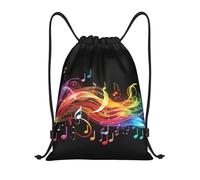 Fashion Borsa Coulisse Rainbow Musical Note Melody Zainetti Leggero Sacca Sportiva Palestra per Nuoto Spiaggia Yoga 36X42cm
