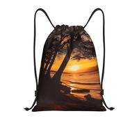 Fashion Borsa Coulisse Seashore Trees Sunset, Personalizzato Borsa Palestra Scuola, Leggero Zaino Sportivo, per Adulto Uomo 36X42cm