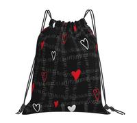 Fashion Borsa Coulisse White Red Love Heart Love's Day Zaino da Viaggio Unisex Borsa Palestra Scuola per Spiaggia Yoga Festival 36X42cm