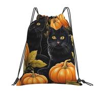Fashion Borsa Sportiva da Palestra Cats Pumpkins Fall Maple Leaves Zainetto con Coulisse Sacca Ginnastica per Adulto Nuoto Piscina 36X42cm