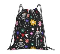 Fashion Borsa Sportiva da Palestra Day of The Dead Skeleton Zaino Scuola con Coulisse Sacca Ginnastica per Uomo Spiaggia Adulto 36X42cm