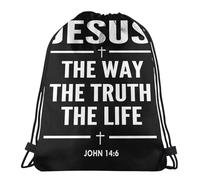 Fashion Borsa Sportiva Jesus The Way The Truth The Life John 146 Borsa con Coulisse Unisex Sackpack per Viaggi, Compleanno, Natale