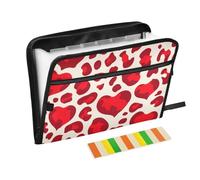 Fashion Bright Love Red Leopard - Tasca espandibile con 13 tasche, formato A4, con chiusura a cerniera, per cartelle espandibili con divisori