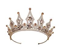 Fashion Champagne Gold Color Crowns Accessori per capelli da sposa Accessori per capelli di lusso Principessa Tiara Diadems Women Belietta per la sposa (colore: Champagne Gold-04)