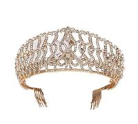 Fashion Champagne Gold Color Crowns Accessori per capelli da sposa Accessori per capelli di lusso Principessa Tiara Diadems Women Belierria per la sposa Abito da sposa (colore: Champagne Gold-06)