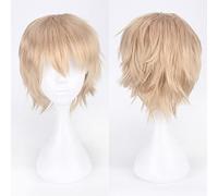 Fashion Cheap Short Cosplay Wig Men Heat Resistant Synthetic Hair Halloween Costume Party Wigs Peruca + Wig Cap OneSize blonde2