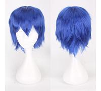 Fashion Cheap Short Cosplay Wig Men Heat Resistant Synthetic Hair Halloween Costume Party Wigs Peruca + Wig Cap OneSize blue
