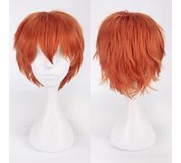 Fashion Cheap Short Cosplay Wig Men Heat Resistant Synthetic Hair Halloween Costume Party Wigs Peruca + Wig Cap OneSize orange