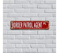 Fashion Chic Targa in metallo in alluminio Border Patrol Segni Agente Professione Puro tinta unita Insegne in metallo per esterni interni Bagno Uomo Decorazione grotta 10x45,7 cm