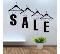 Fashion Clothing Store Sale Citazioni Hanger Window Vinyl Wall Sticker Home Decor rimovibile autoadesivo murale carta da parati 66 x 42 cm