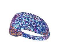 Fashion Colorful Flowers On Blue Elastic Exercise Headband For Women&Men,Wide Headbands For Women Athletic Sweatbands - Fashion Elastic Sports Hair Band For Yoga Fitness
