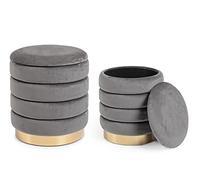 Fashion Commerce Set di 2 Pouf Darina Grigio