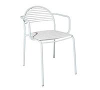 Fashion Commerce Set di 4 Poltroncine in Ferro Bianco con Seduta in Ecopelle