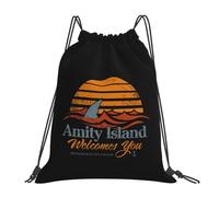 Fashion Coulisse Borsa da Palestra Jaws Amity Island, Personalizzato Sacca Sportiva, Stampa Zaino Palestras, per Festival Donna 36X42cm