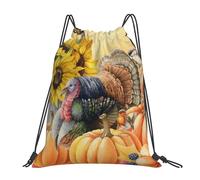 Fashion Coulisse Tasche Pumpkin Rooster Chicken Thanksgiving Zainetto Leggero Sacca Sportiva Palestra per Sport Piscina Yoga 36X42cm