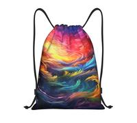 Fashion Coulisse Tasche Rainbow Ocean Zaino da Viaggio Leggero Sacca Ginnastica per Uomo Nuoto All'aperto 36X42cm