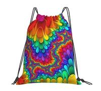 Fashion Coulisse Tasche Rainbow Tie Dye Red Print Zainetto con Coulisse Sacca Sportivo per Donna Piscina Viaggi 36X42Cm
