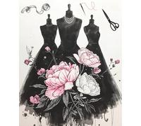 Fashion Design Notebook: Elegant Couture Mannequin Cover with Peonies: Perfect Gift for Aspiring Fashion Designers, Tailors & Style Lovers