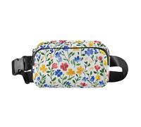 Fashion Fanny Marsupio Floreale Fiore Delphinium Iris Bianco Uomini Donne Mini Sling Chest Bag con Tracolla Regolabile Borse Sportive per Viaggi Shopping Corsa, 01, 1 Size