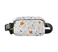 Fashion Fanny Marsupio Floreale Fiore Delphinium Iris Bianco Uomini Donne Mini Sling Chest Bag con Tracolla Regolabile Borse Sportive per Viaggi Shopping Corsa, 15, 1 Size