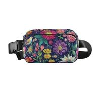 Fashion Fanny Marsupio Floreale Fiore Delphinium Iris Bianco Uomini Donne Mini Sling Chest Bag con Tracolla Regolabile Borse Sportive per Viaggi Shopping Corsa, 10, 1 Size