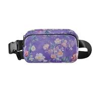 Fashion Fanny Marsupio Floreale Fiore Delphinium Iris Bianco Uomini Donne Mini Sling Chest Bag con Tracolla Regolabile Borse Sportive per Viaggi Shopping Corsa, 09, 1 Size