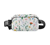 Fashion Fanny Marsupio Floreale Fiore Delphinium Iris Bianco Uomini Donne Mini Sling Chest Bag con Tracolla Regolabile Borse Sportive per Viaggi Shopping Corsa, 11, 1 Size