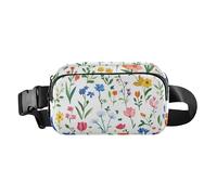 Fashion Fanny Marsupio Floreale Fiore Delphinium Iris Bianco Uomini Donne Mini Sling Chest Bag con Tracolla Regolabile Borse Sportive per Viaggi Shopping Corsa, 03, 1 Size