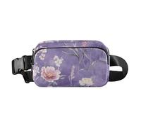 Fashion Fanny Marsupio Floreale Fiore Delphinium Iris Bianco Uomini Donne Mini Sling Chest Bag con Tracolla Regolabile Borse Sportive per Viaggi Shopping Corsa, 12, 1 Size