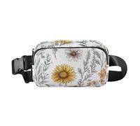 Fashion Fanny Marsupio Floreale Fiore Delphinium Iris Bianco Uomini Donne Mini Sling Chest Bag con Tracolla Regolabile Borse Sportive per Viaggi Shopping Corsa, 04, 1 Size